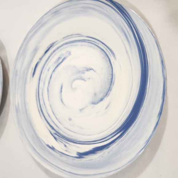 Stokes New Bone China Blue & White Swirl Set of 2 Plates 10.5" - Picture 1 of 7
